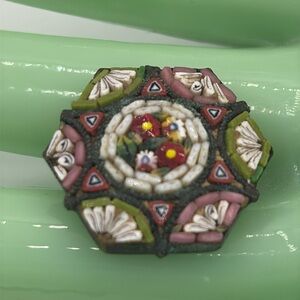 Tiny Italian Inlay Micro Mosaic Brooch